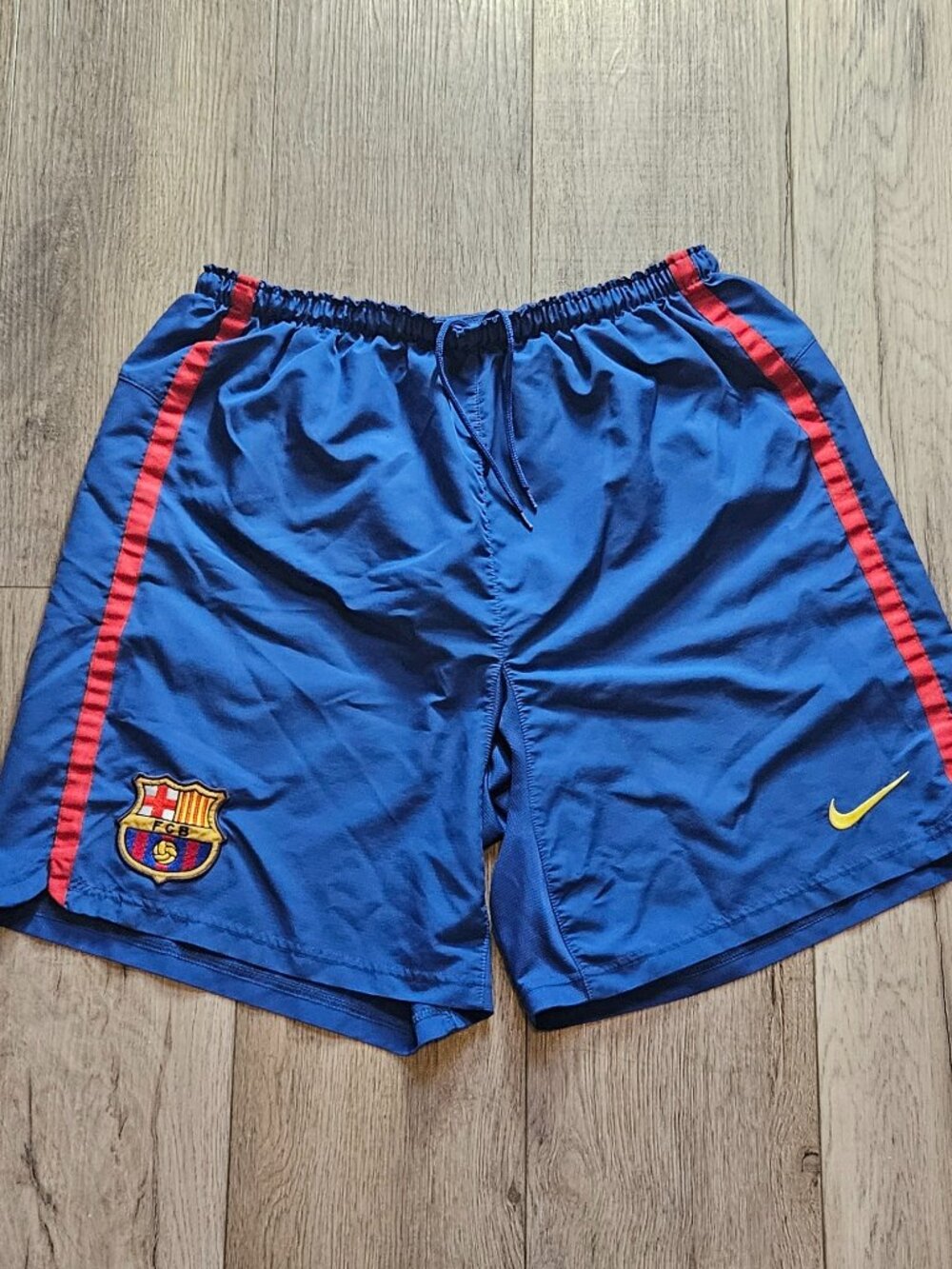Nike FC Barcelona Blue & Red Soccer Active Training Shorts Size Large Athletic
